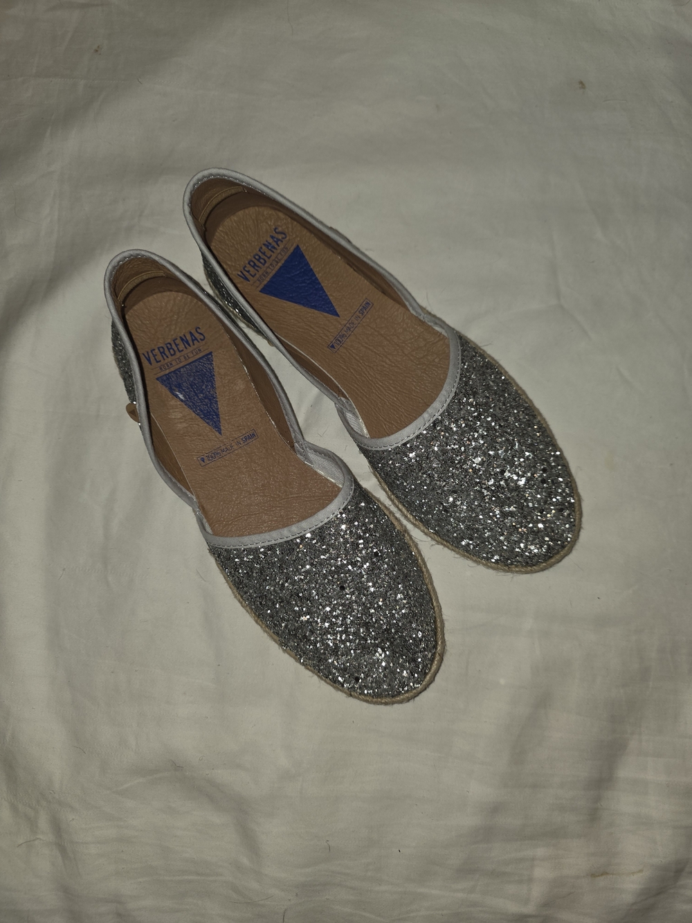 Verbenas Born To Be Fun Silver Glitter Espadrille Flats